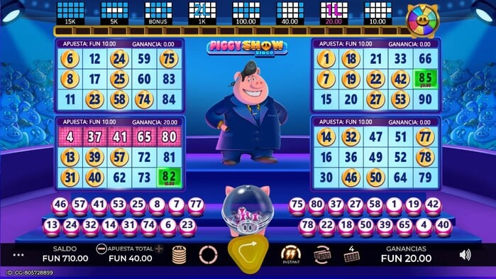 Piggy Show, videobingo en Megapari